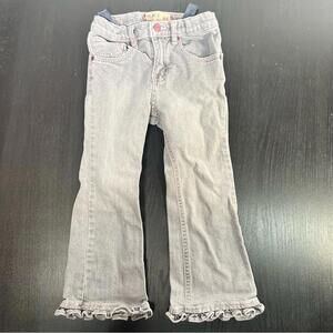 Place Gray Flared Denim Jeans with Frayed Hem